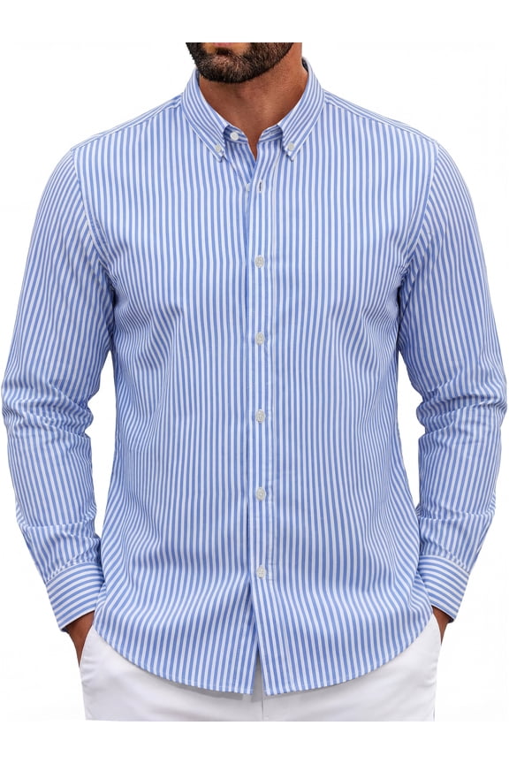 Men Dress Shirts Long Sleeve Stripe Shirts for Men Casual Business Button Down Men Shirts