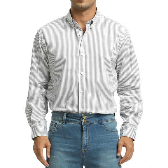 GENTS BLISS Men Dress Shirts Long Sleeve Stripe Shirts for Men Casual Business Button Down Men Shirts