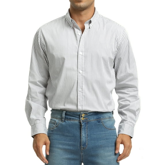 GENTS BLISS Men Dress Shirts Long Sleeve Stripe Shirts for Men Casual Business Button Down Men Shirts