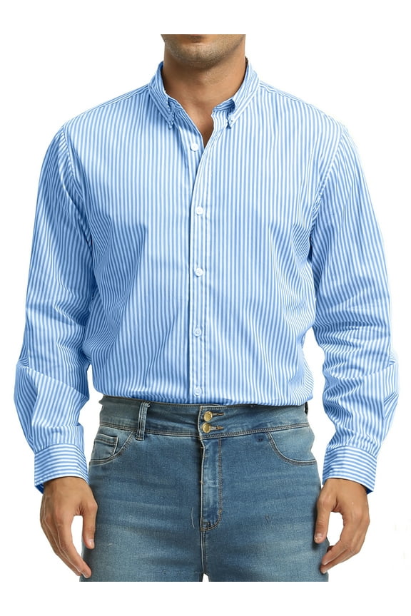 Men Dress Shirts Long Sleeve Stripe Shirts for Men Casual Business Button Down Men Shirts
