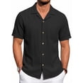 thumbnail image 1 of GENTS BLISS Men Linen Shirts Casual Short Sleeve Button Down Shirts for Men Beach Tops with Pocket, 1 of 10