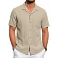 thumbnail image 1 of GENTS BLISS Men Linen Shirts Casual Short Sleeve Button Down Shirts for Men Beach Tops with Pocket, 1 of 10