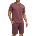 thumbnail image 1 of GENTS BLISS Men Pajamas Set Crewneck 2 Piece Set Short Sleeve Shirt with Color Block Pocket and Soft Shorts Loungewear, 1 of 11