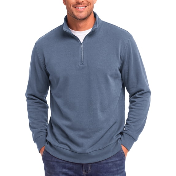 GENTS BLISS Men Sweatshirts Long Sleeve 1/4 Zipper Pullover Sweatshirts for Men Fleece Men Shirts