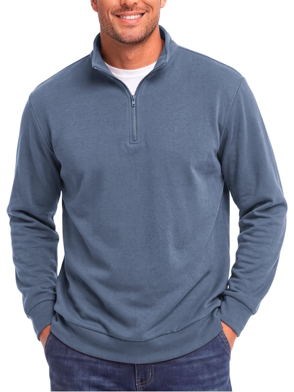 Men Sweatshirts Long Sleeve 1/4 Zipper Pullover Sweatshirts for Men Fleece Men Shirts