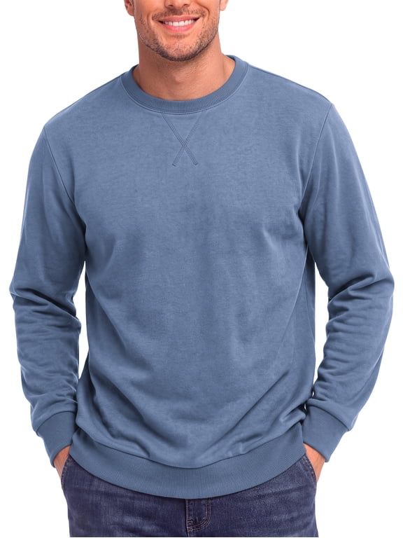 Crew Neck Men Sweatshirts Fleece Long Sleeve Shirts for Men Casual Pullover Sweatshirts for Men