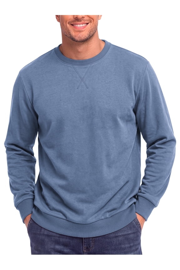 Crew Neck Men Sweatshirts Fleece Long Sleeve Shirts for Men Casual Pullover Sweatshirts for Men