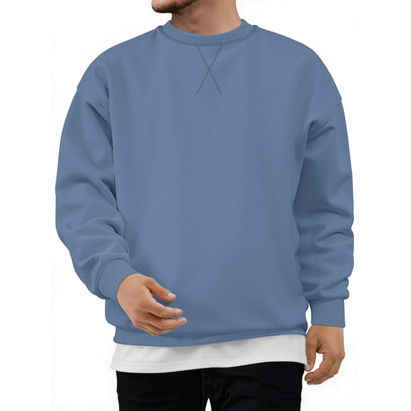 GENTS BLISS Crew Neck Men Sweatshirts Fleece Long Sleeve Shirts for Men Casual Pullover Sweatshirts for Men