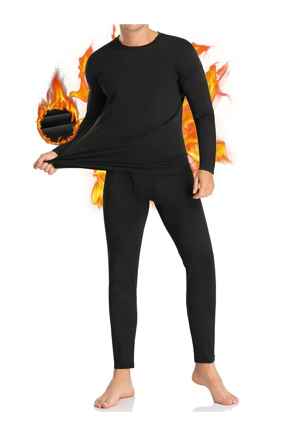 Men Thermal Underwear Fleece Lined Thermals Tops and Bottom Sets Base Underwear for Men