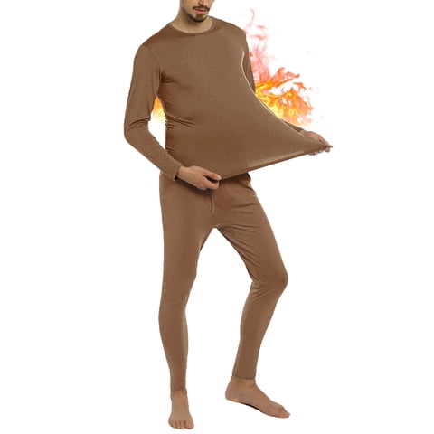 Men Thermal Underwear Fleece Lined Thermals Tops and Bottom Sets Base Underwear for Men