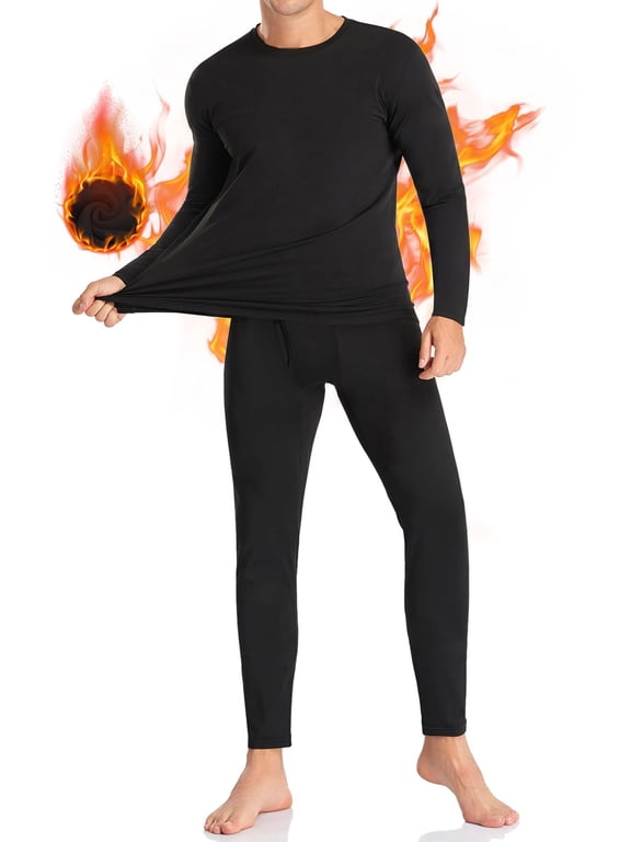Men Thermal Underwear Fleece Lined Thermals Tops and Bottom Sets Base Underwear for Men