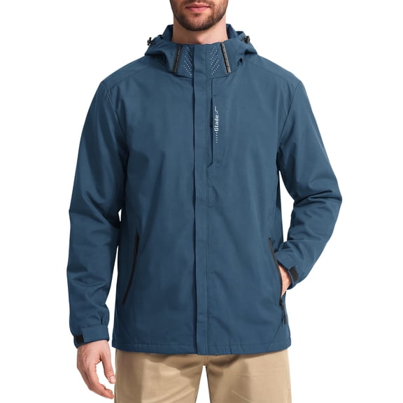 GENTS BLISS Mens Rain Jackets Lightweight Waterproof Breathable Jackets for Men with Hood Windproof Outdoor Men Raincoat for Hiking Cycling Travel