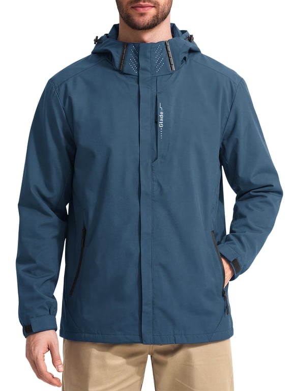 Mens Rain Jackets Lightweight Waterproof Breathable Jackets for Men with Hood Windproof Outdoor Men Raincoat for Hiking Cycling Travel