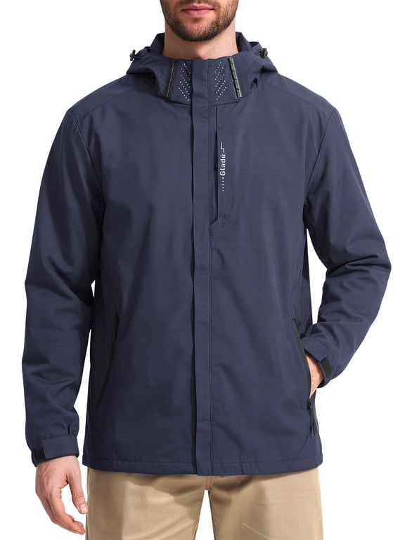Mens Rain Jackets Lightweight Waterproof Breathable Jackets for Men with Hood Windproof Outdoor Men Raincoat for Hiking Cycling Travel