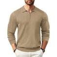 thumbnail image 1 of GENTS BLISS Polo Shirts for Men Casual Long Sleeve Mens Shirts Zipper Ribbed Knit Shirt, 1 of 6