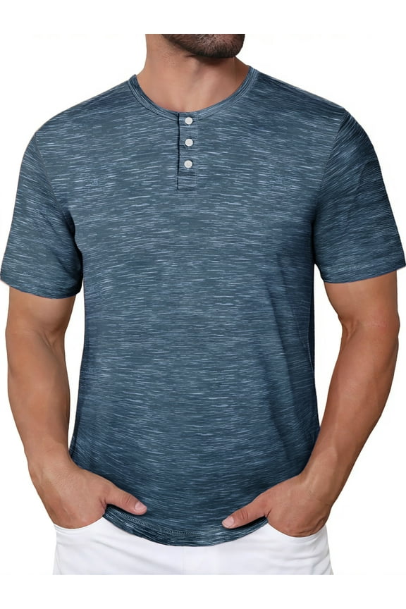Short Sleeve Henley Men Shirts Crew Neck T shirts for Men Casual Printed Face Shirts for Men