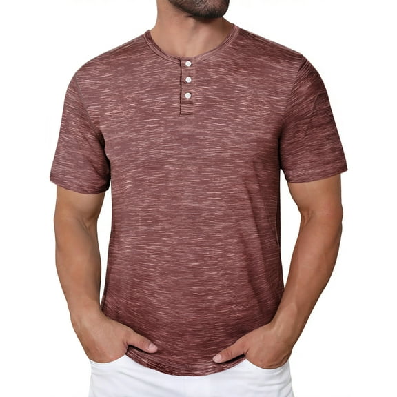 GENTS BLISS Short Sleeve Henley Men Shirts Crew Neck T shirts for Men Casual Printed Face Shirts for Men