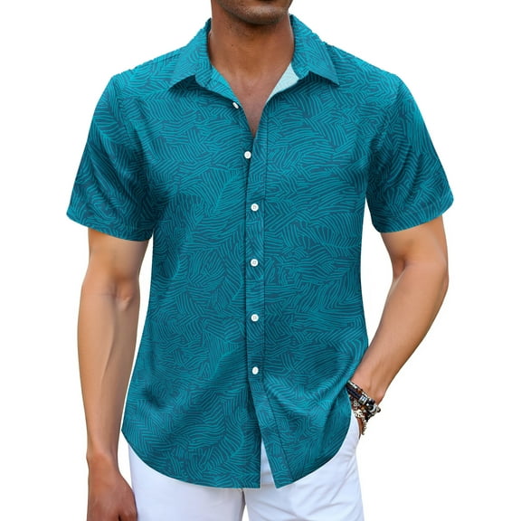 GENTS BLISS Short Sleeve Men Hawaiian Shirts Floral Print Button Down Shirts for Men Casual Beach Shirts