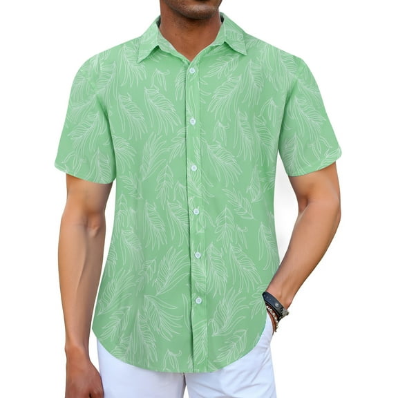 GENTS BLISS Short Sleeve Men Hawaiian Shirts Floral Print Button Down Shirts for Men Casual Beach Shirts