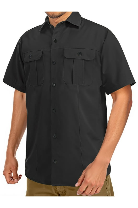Short Sleeve Men Shirts Hiking Button Down Shirts for Men Quick Dry Fishing Men Shirts with Pocket