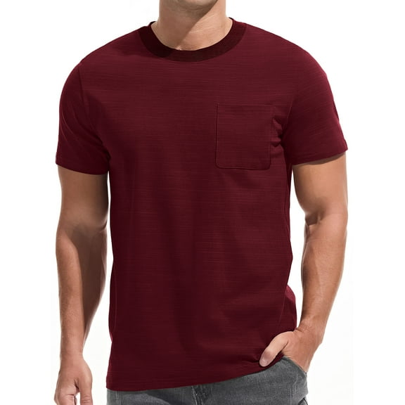GENTS BLISS Short Sleeve Men T shirts Ribbed Crew Neck Shirts for Men Color Block Tee Shirts with Pocket