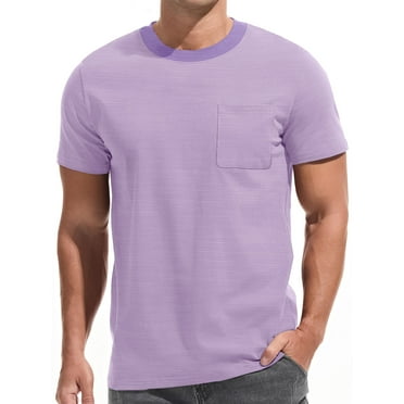 GENTS BLISS Short Sleeve Men T shirts Ribbed Crew Neck Shirts for Men Color Block Tee Shirts with Pocket