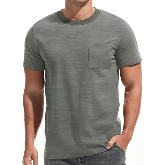 GENTS BLISS Short Sleeve Men T shirts Ribbed Crew Neck Shirts for Men Color Block Tee Shirts with Pocket