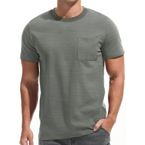 GENTS BLISS Short Sleeve Men T shirts Ribbed Crew Neck Shirts for Men Color Block Tee Shirts with Pocket