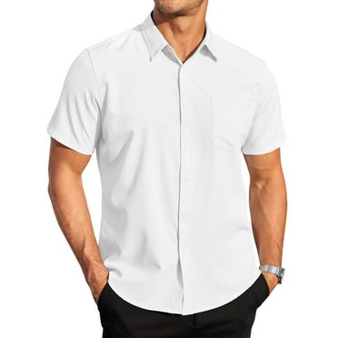 GENTS BLISS Short Sleeve Mens Dress Shirts Casual Solid Shirts for Men Regular Oxford Tops with Pocket