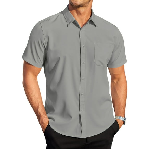 GENTS BLISS Short Sleeve Mens Dress Shirts Casual Solid Shirts for Men Regular Oxford Tops with Pocket