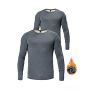 GENTS BLISS Thermal Underwear Shirts for Men Crewneck Fleece Lined Men Thermals Tops Long Sleeve Shirts for Men Base Layer 2 Pack