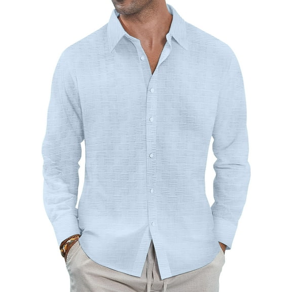 GENTS BLISS button Down Mens Shirts Long Sleeve Shirts for Men Solid TextureT-shirts