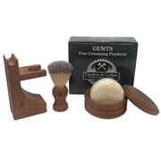GENTS Timber & Lather Shaving Gift Set for Men   Wooden Brush, Shave Bowl with Lid, Razor & Brush Stand, Cedar Pine Shea Soap