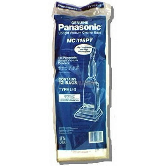 Compatible with Panasonic Vacuum Upright Cleaner Bags MC-115PT Type U-3 pack of 12 Bags
