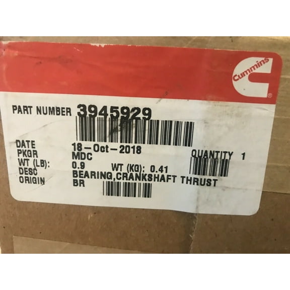 GENUINE Cummins BEARING,CRANKSHAFT THRUST 3945929