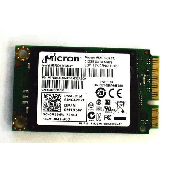 GENUINE Dell Micron M550 512GB mSATA Mini-PCI E SSD Solid State SSD M196W