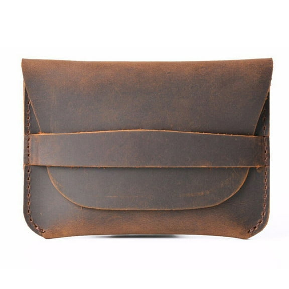 GENUINE LEATHER Men Small ID Credit Card Wallet Holder Slim Case Pocket US