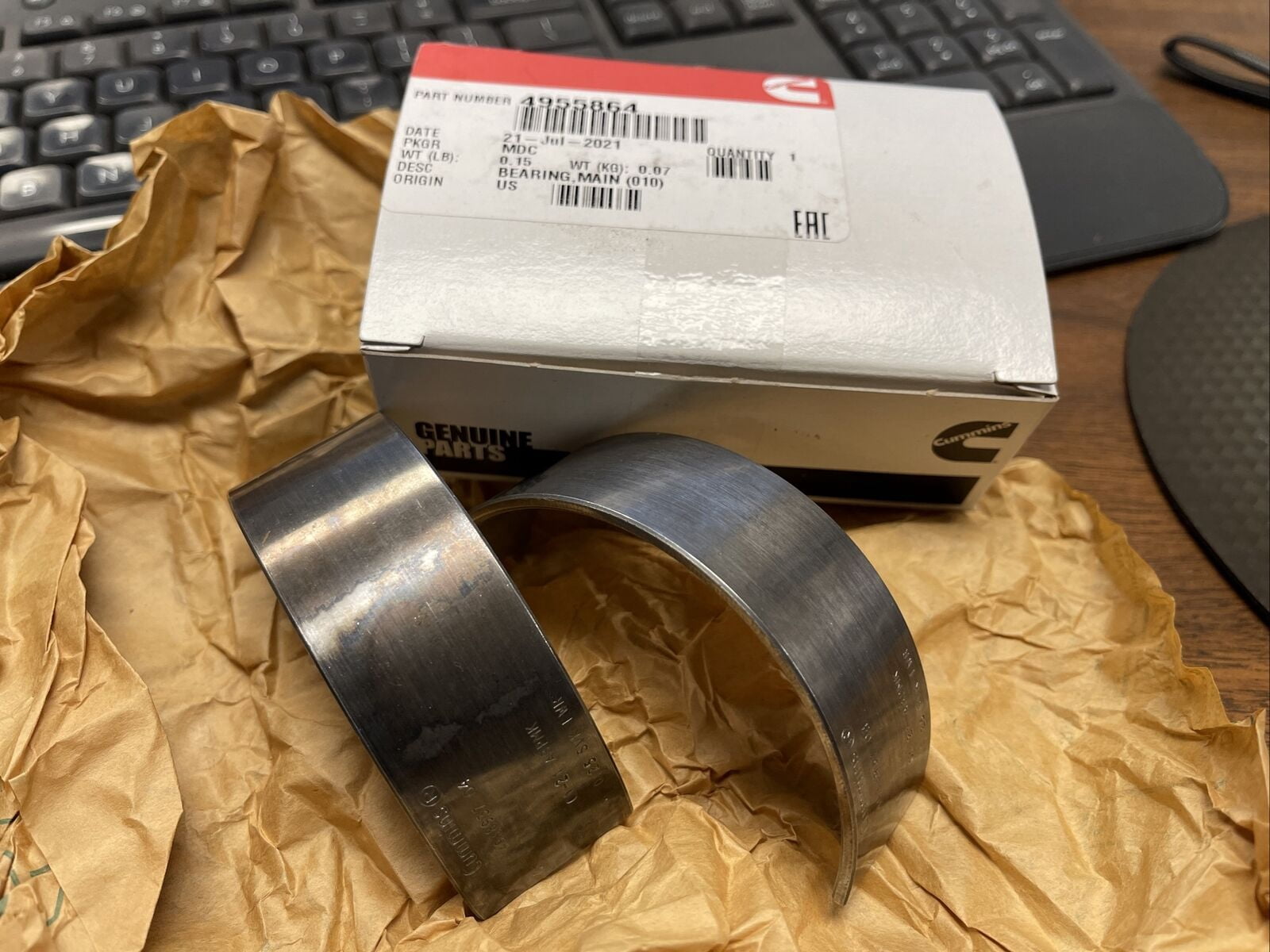 GENUINE OEM Cummins Main Bearing Thrust, .010, 4955864 **FREE SHIPPING ...
