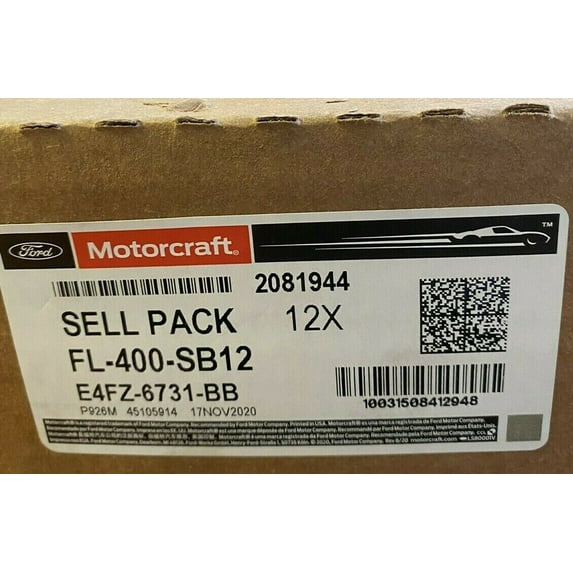 GENUINE OEM Engine Oil Filter-VIN: K, FI MOTORCRAFT FL-400-S (12 PER CASE)