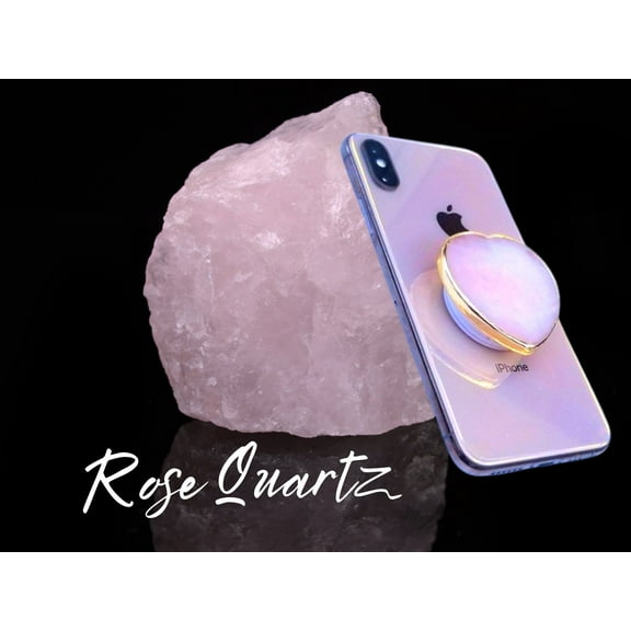 GENUINE Rose Quartz Crystal Cell Phone Grip Holder, 6 Style Options!