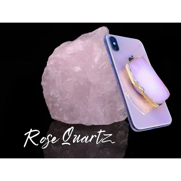 GENUINE Rose Quartz Crystal Cell Phone Grip Holder, 6 Style Options!