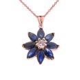 thumbnail image 1 of GENUINE SAPPHIRE AND DIAMOND DAISY PENDANT NECKLACE IN ROSE GOLD, 1 of 1