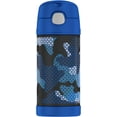 thumbnail image 1 of GENUINE THERMOS BRAND FUNTAINER Vacuum Insulated Straw Bottle, 12-Ounce, Blue, Camo, 1 of 7