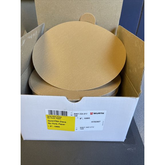 GENUINE WURTH GOLD PSA DISC SANDING DISCS,NO HOLE,6 INCH,W02307, 100G