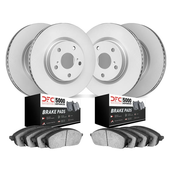 GEO-KIT 5000 Plain Front and Rear Brake Kit for Dodge Durango 2004-2006 Silver-Gray Cast Iron