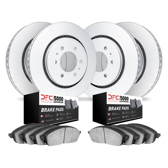 GEO-KIT 5000 Plain Front and Rear Brake Kit for Toyota FJ Cruiser 2010-2014 Silver-Gray Cast Iron