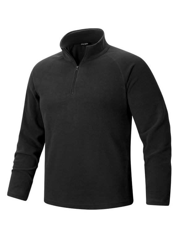 Men's Quarter Zip Fleece Jacket, Long Sleeve Mock Neck Warm Pullover Sweatshirt for Cold Weather