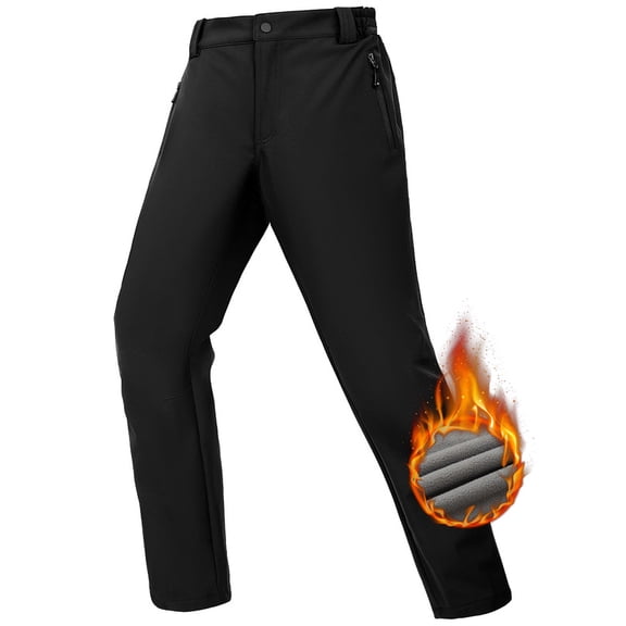 GEO-THERM Men's Waterproof Snow Ski Pants Fleece Lined Warm Winter Softshell Hiking Pants