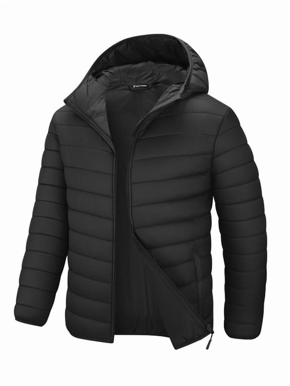 Mens Lightweight Puffer Jacket with Hood Warm Quilted Winter Jacket Casual Thermal Insulated Coat for Ski Travel