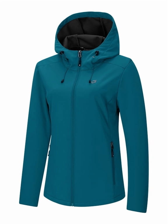 Women's Softshell Jacket Hooded Waterproof Lightweight Windbreaker Jacket for Outdoor Hiking Camping